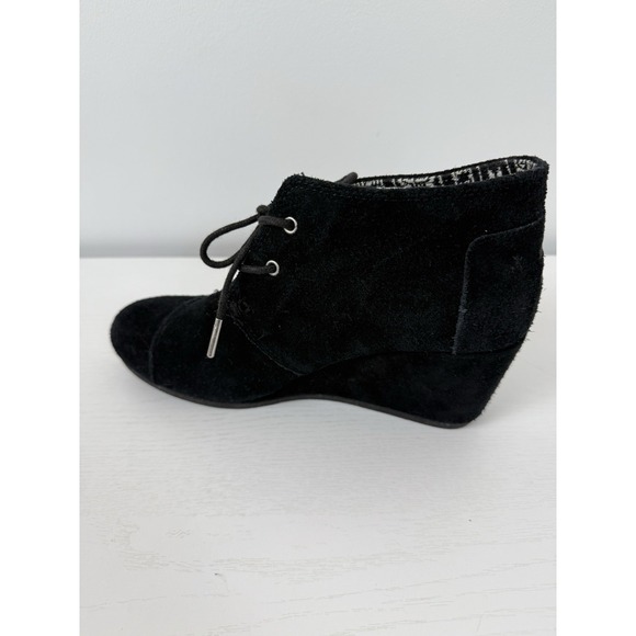 Toms Women's Suede Wedge Booties‎ Black Kala Size 9 Ankle Height - Picture 9 of 13